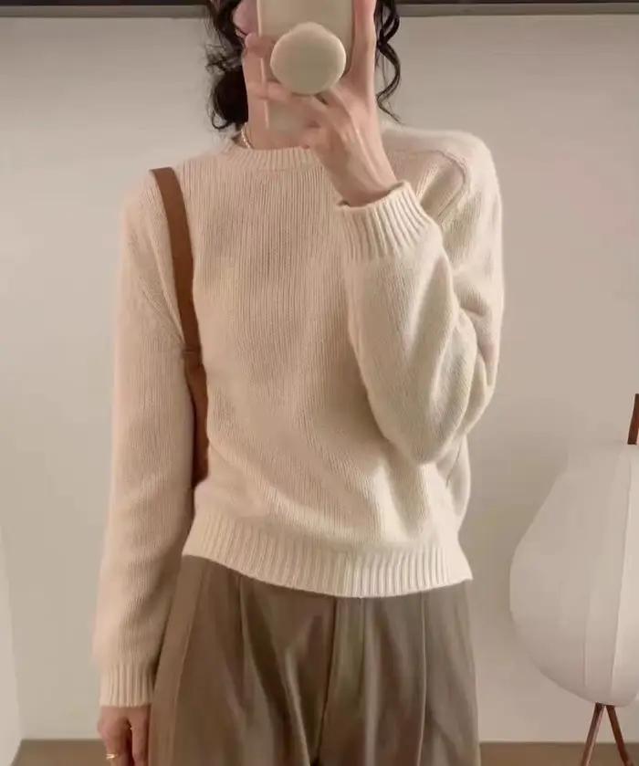 Pull ample décontracté en laine pour femme