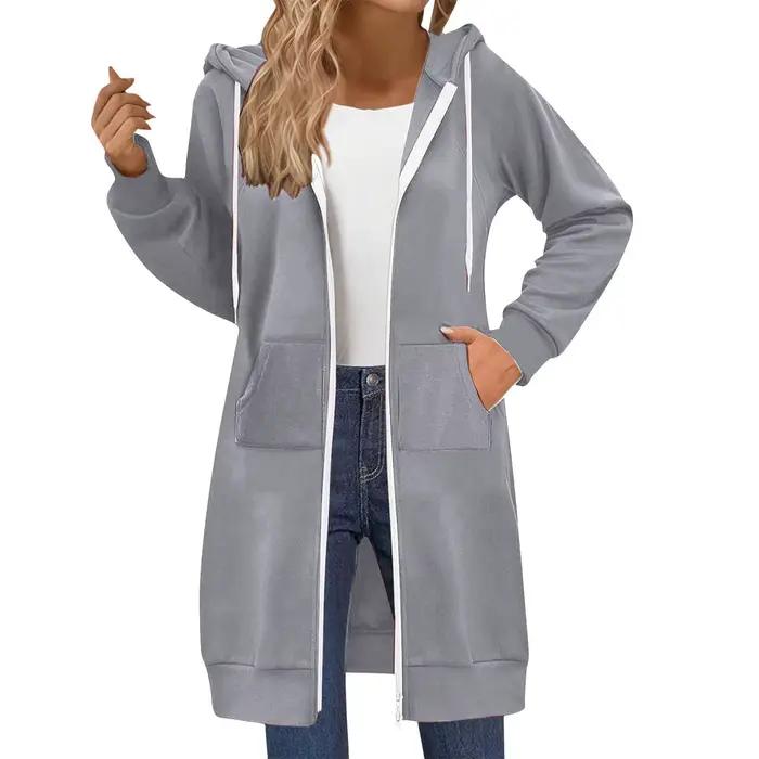 Cardigan ouvert à manches longues pour femme, couleur Pure, épais, automne-hiver, veste à fermeture éclair, Style de rue, confortable, décontracté, mode automne hiver polyvalent occassions spéciales
