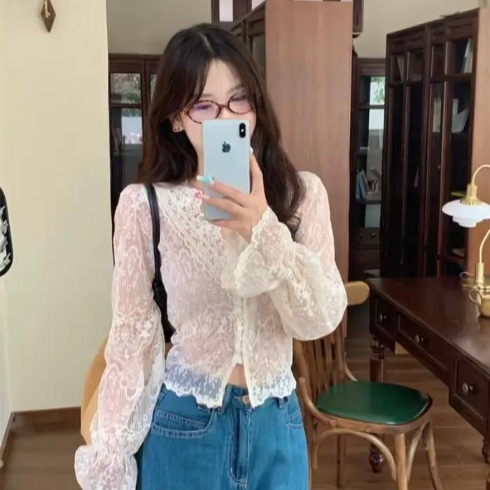 Cardigan Français en Dentelle pour Femme