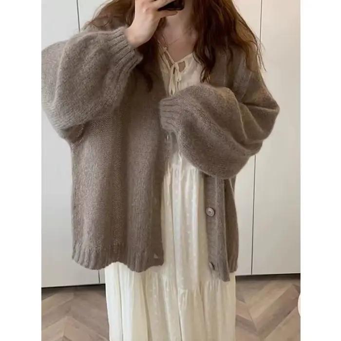 Cardigan tricoté en mohair pour femmes