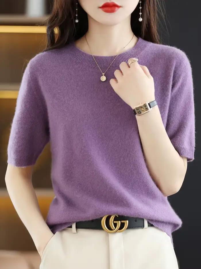 Pull en laine mérinos et polyester pour femmes, coupe ample, style décontracté, automne hiver, confortable et élégant, parfait pour le bureau ou pour se blottir à la maison