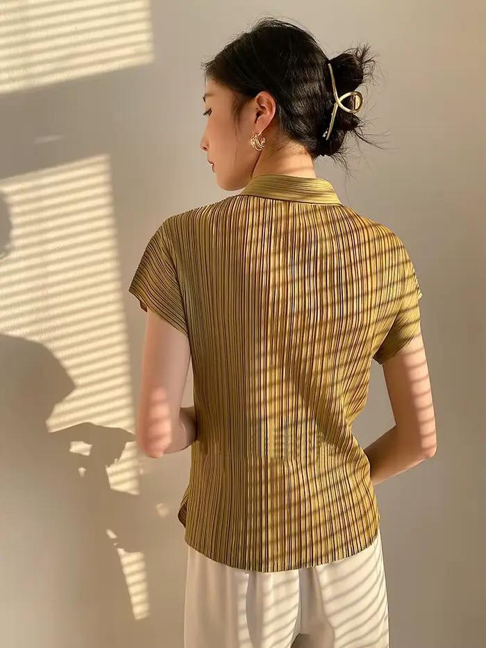 Miyake – Cardigan plissé à simple boutonnage