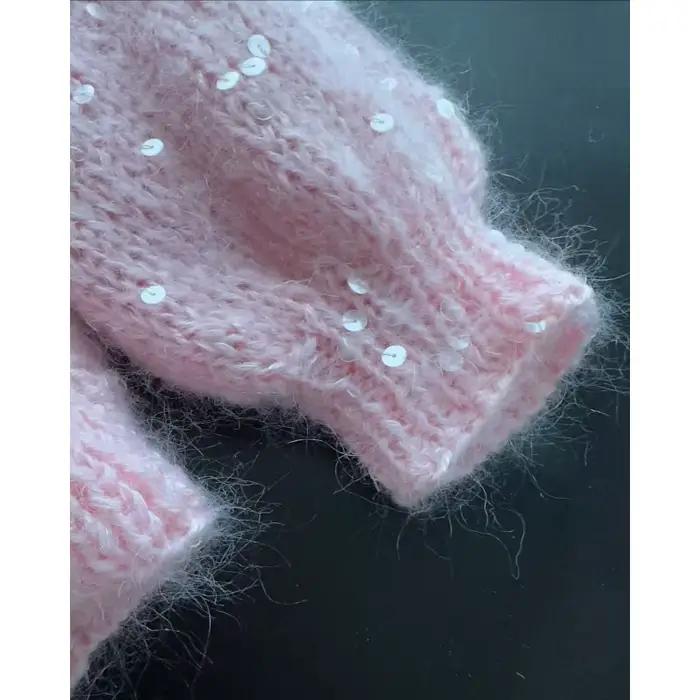Pull à paillettes bywindto cardigan tricot brillant et décontracté pour femmes avec double fermeture éclair et col montant coréen pour automne hiver