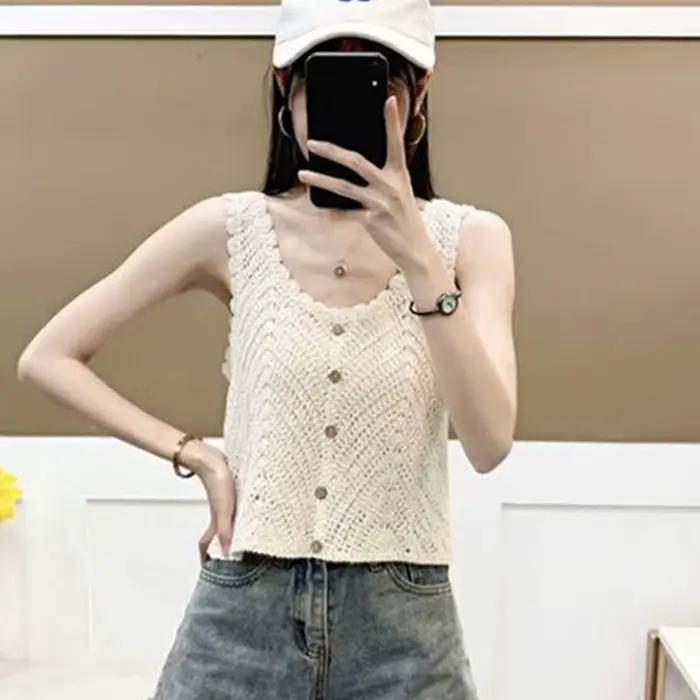 Gilet d'été sans manches en Crochet pour femmes