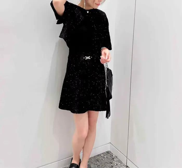 Robe tricotée rayée pour femmes
