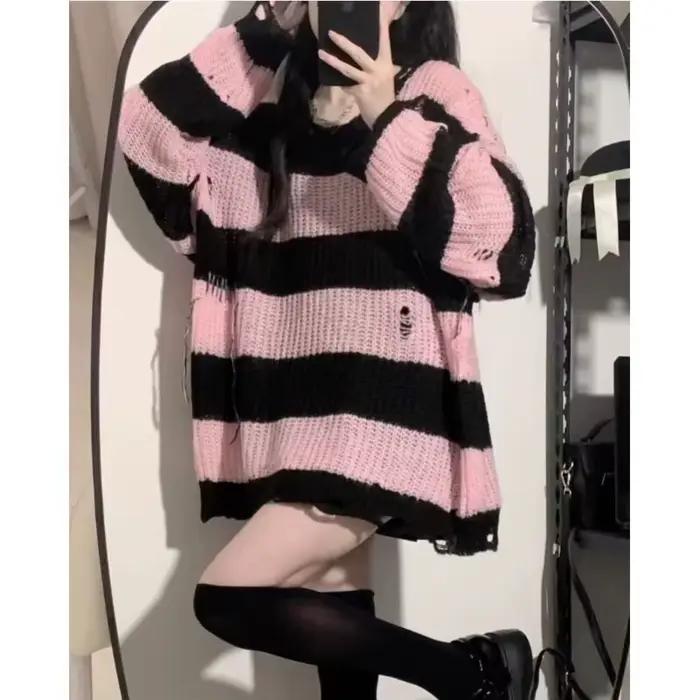Printemps automne nouveau noir rose pull femmes