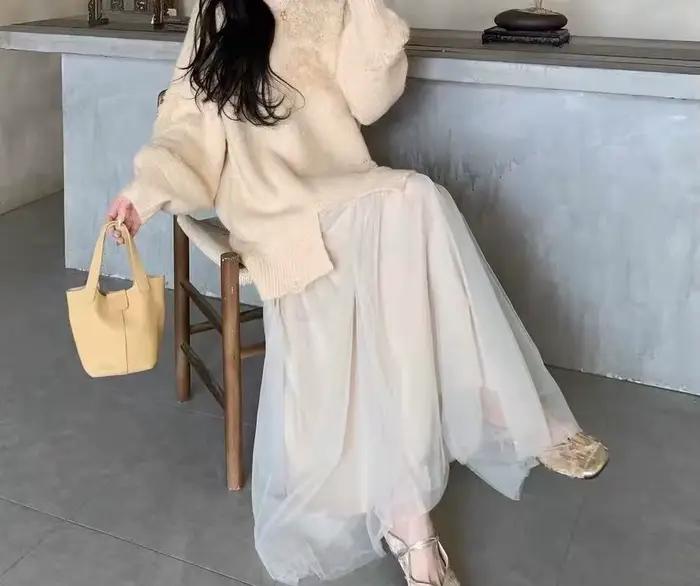 Robe en maille épissée tricotée avancée pour femmes