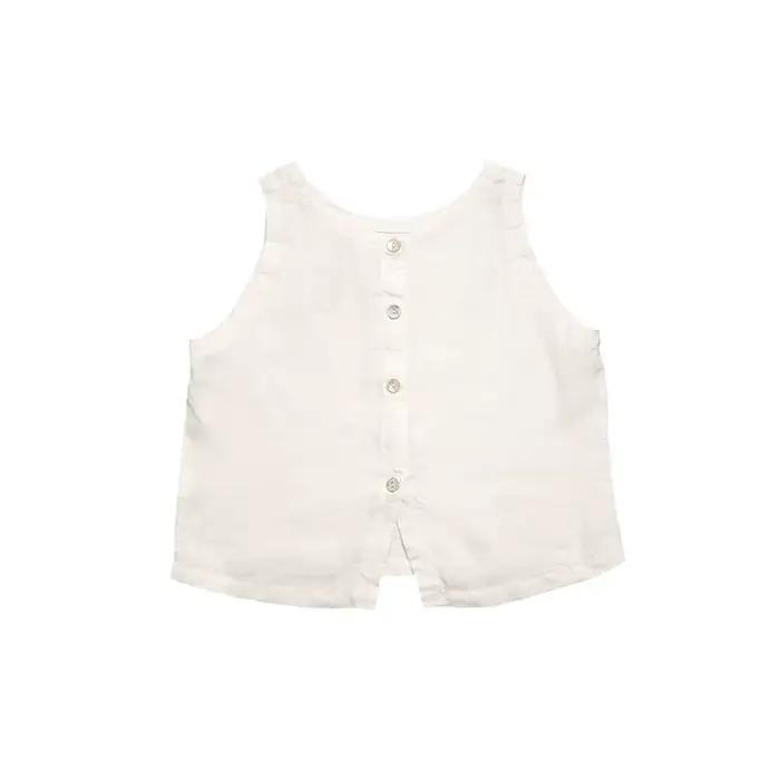 Gilet en lin premium, double face, coupe courte, style décontracté, sans manches, pour femme