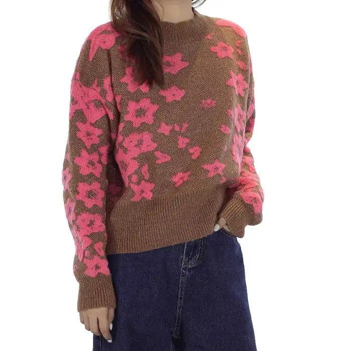 Pull tricoté en Jacquard pour femme, pull ample tricoté, automne et hiver