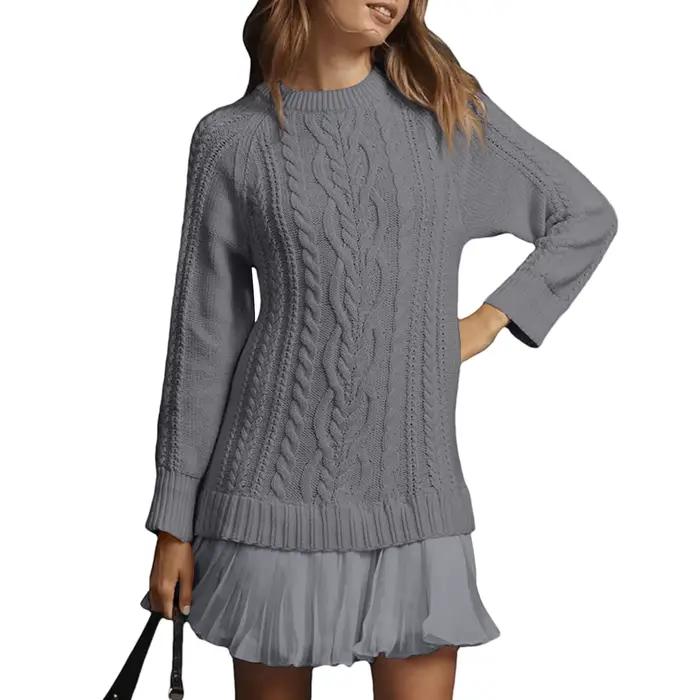Pull tricoté torsadé décontracté pour femmes