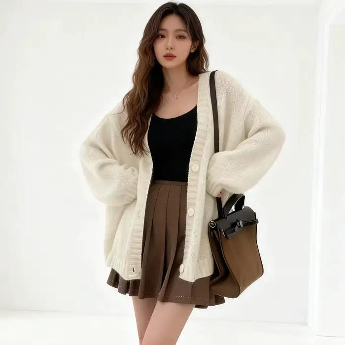 Cardigan tricoté en mohair pour femmes