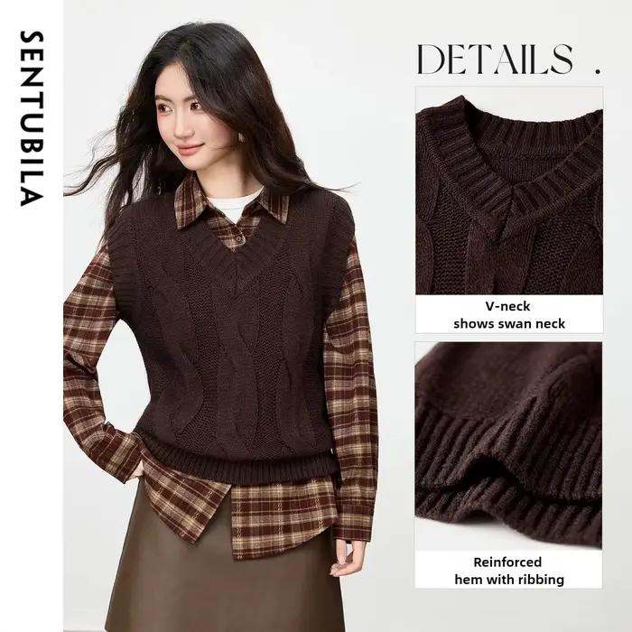 Gilet pull sans manches en laine mélangée SENTUBILA pour femme