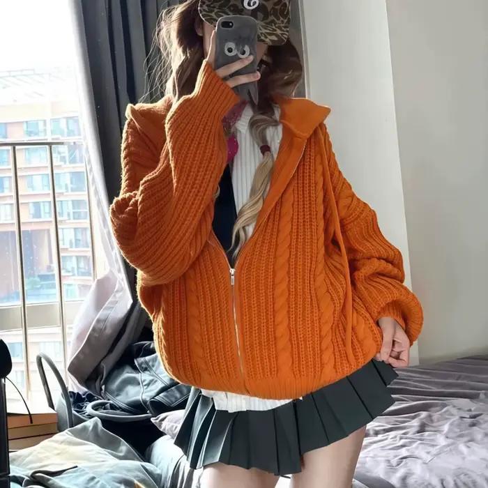 Pull à capuche en tricot torsadé paresseux