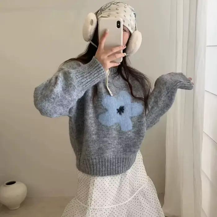 Pull à fleurs pour femmes en automne