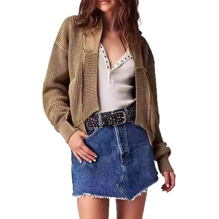 Pull épais et chaud pour femmes, style rétro épissage, design de couleur unie, automne hiver 2025 bywindto pour femmes occasions spéciales