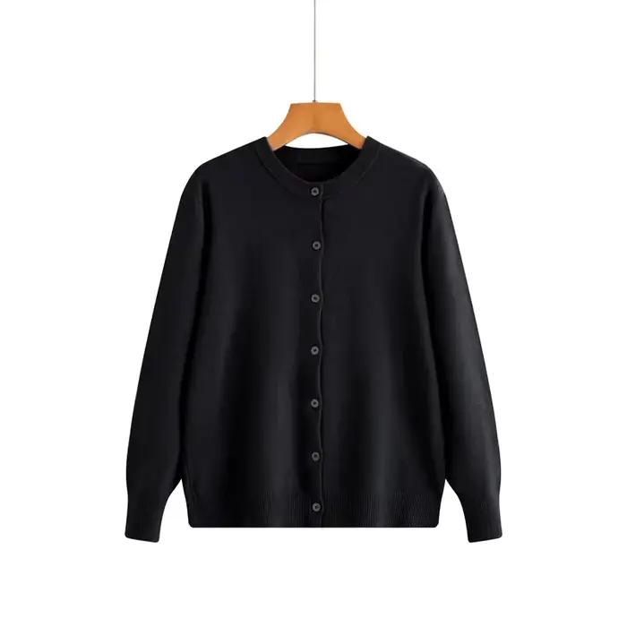 Cardigan tricoté à col rond pour femme