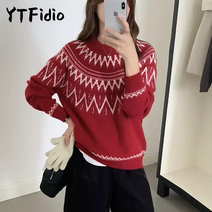 Pull en laine YTFidio col rond style streetwear pour femmes, occassions printemps et automne, pull élégant et confortable à offrir