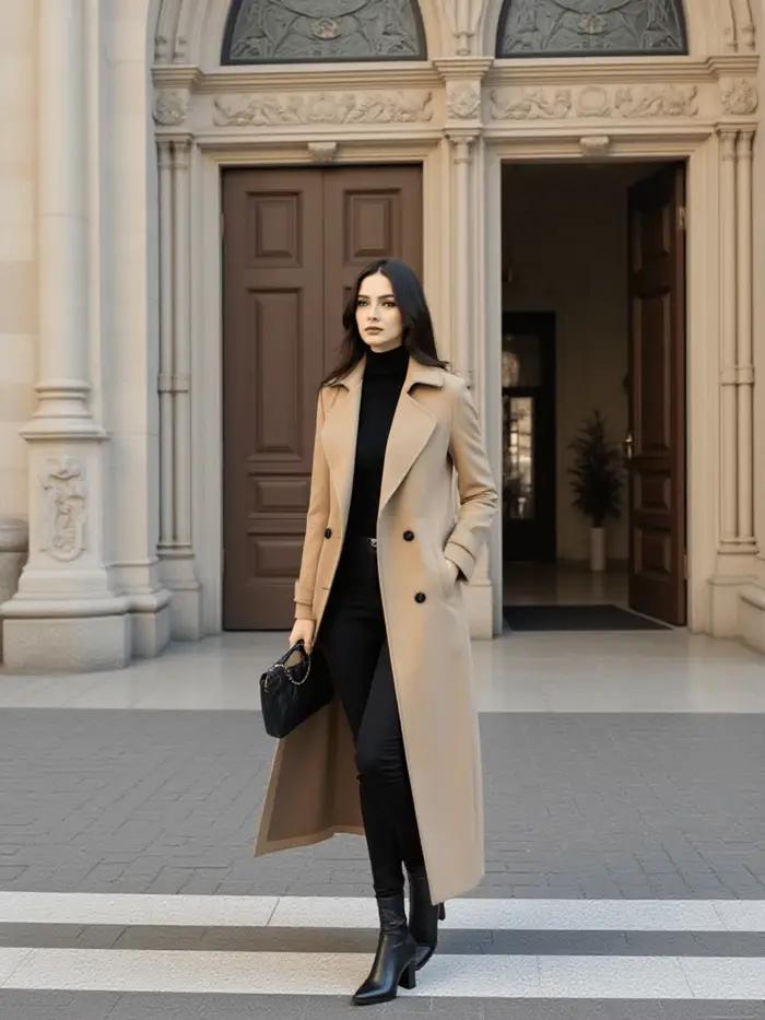 Pardessus chaud en laine pour femme