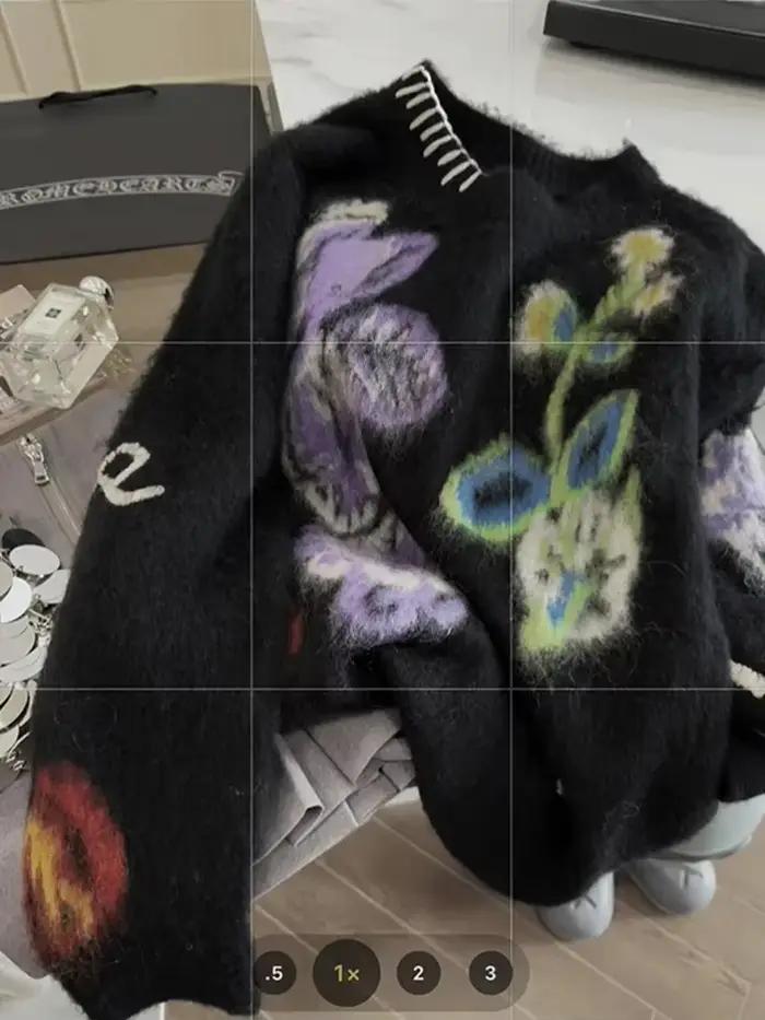 Pull à col rond Harajuku pour femmes, tricot ample et doux en polyester et coton, style high street, vintage années 2000, dark winter academia y2k goth, occasions spéciales