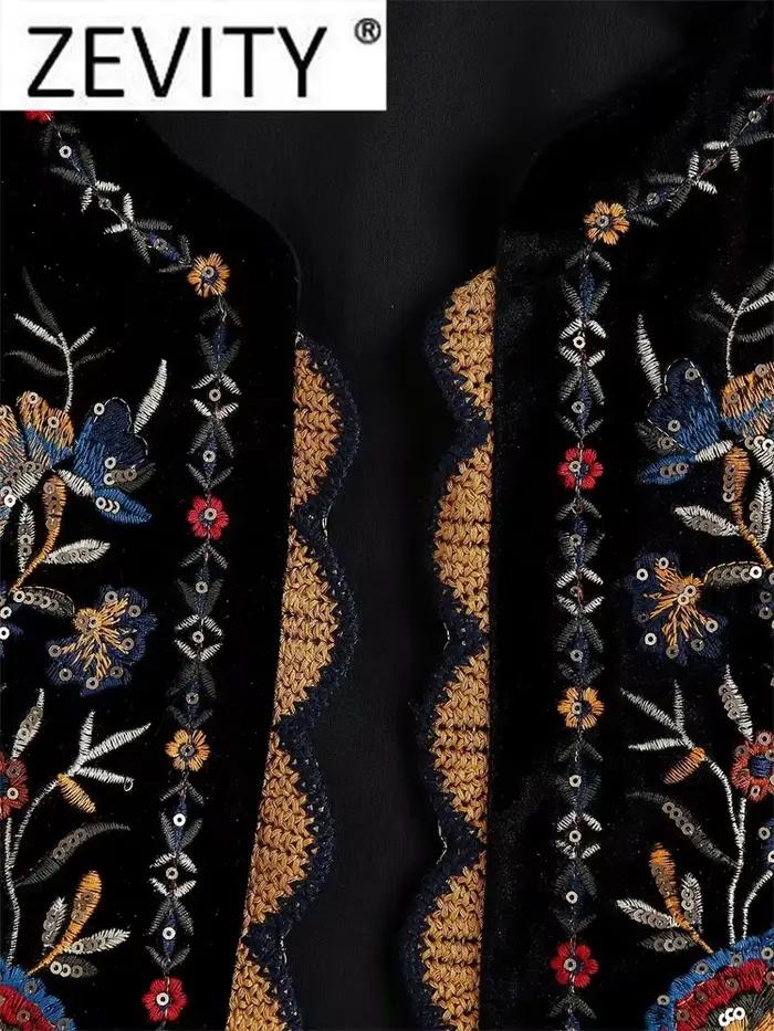 Gilet en velours brodé de fleurs et paillettes pour femmes, style rétro vintage, polyvalent pour toutes les saisons et occasions spéciales