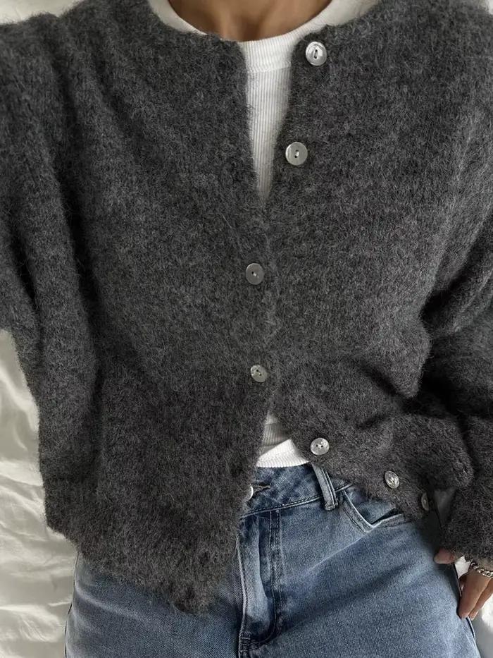 Cardigan tricoté en laine grise pour femme bouton élégant pull grande taille tricots Cardigans nouveau hiver automne vêtements gris rouge blanc