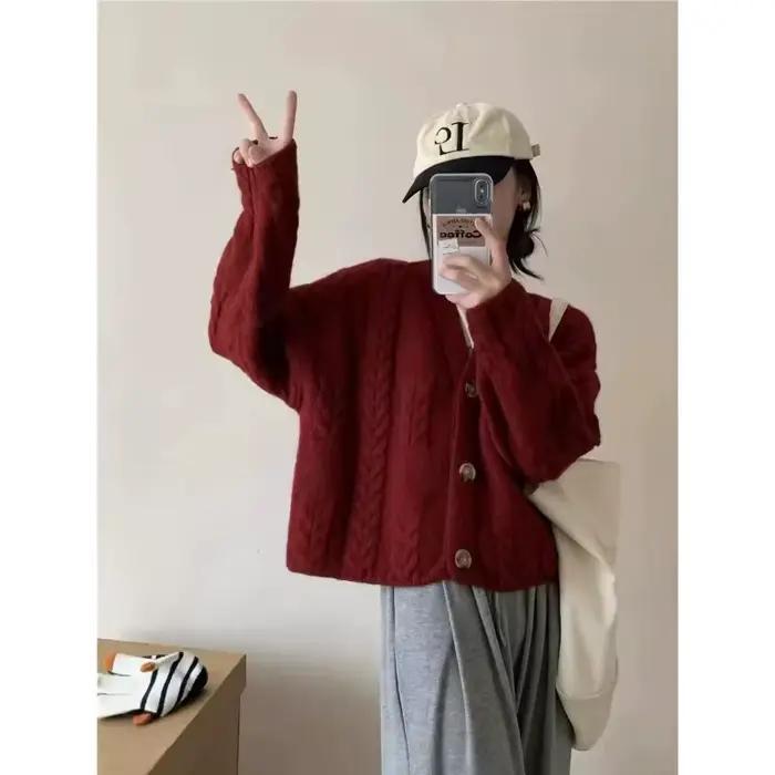Pull torsadé court rétro pour femme