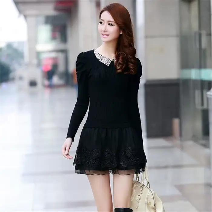 Mini robe pull en tricot pour femmes