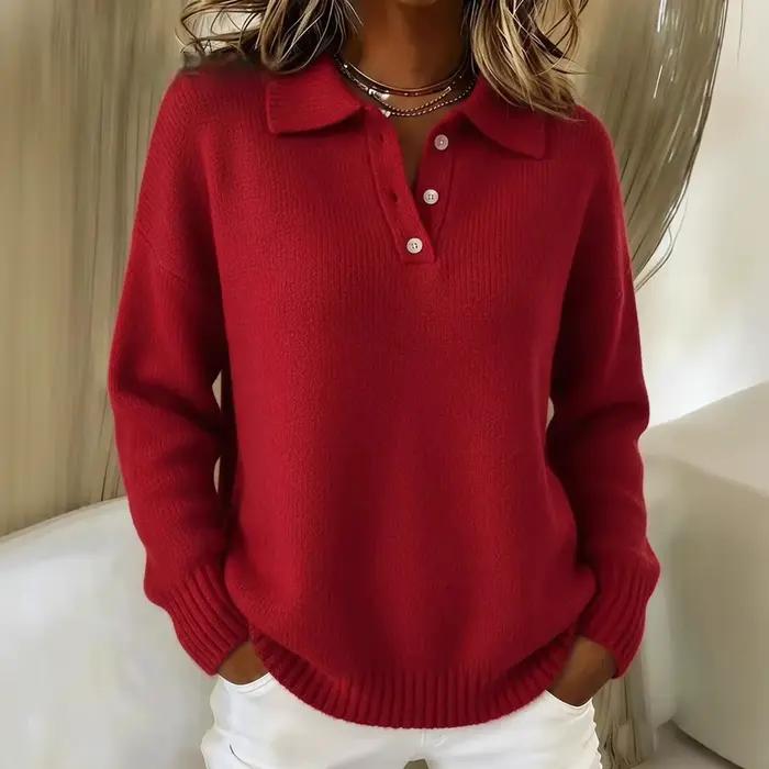 Nouveau pull polo à revers pour femme, coupe ample et décontracté, doux et moelleux, polyester épais, col rabattu, automne-hiver 2026 occasions spéciales