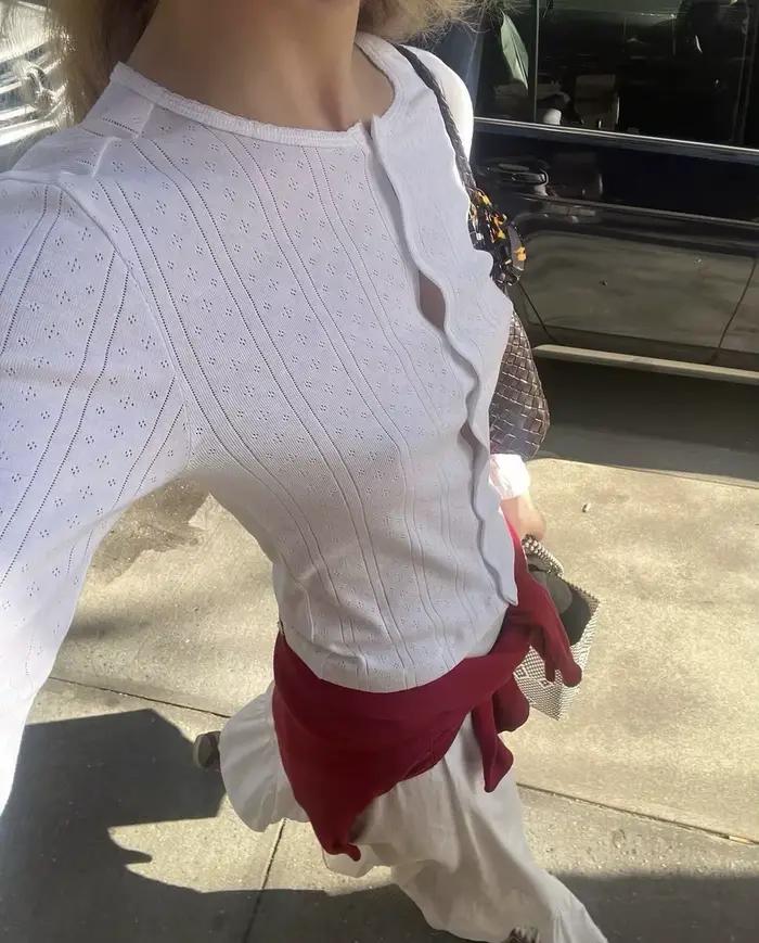 COUCOU-Cardigan blanc à manches longues pour femme, manteau d'automne, 107