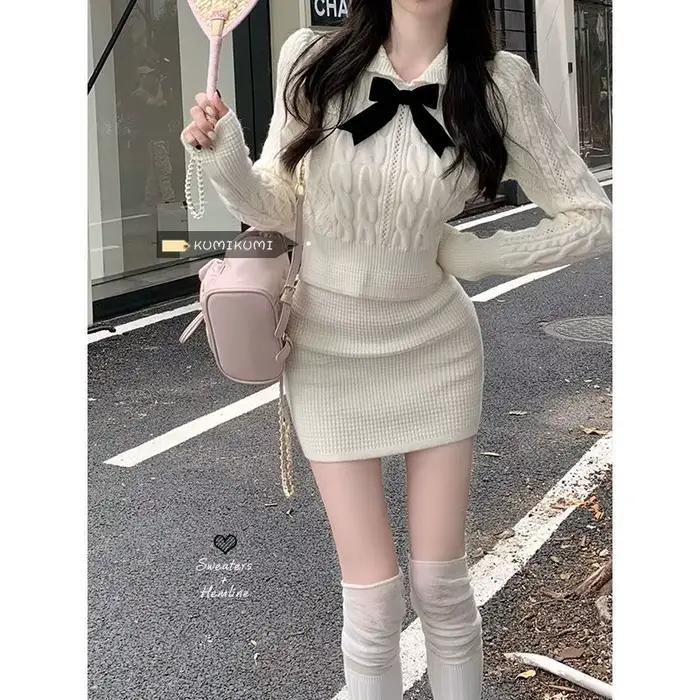 Ensemble deux pièces tricoté pour filles