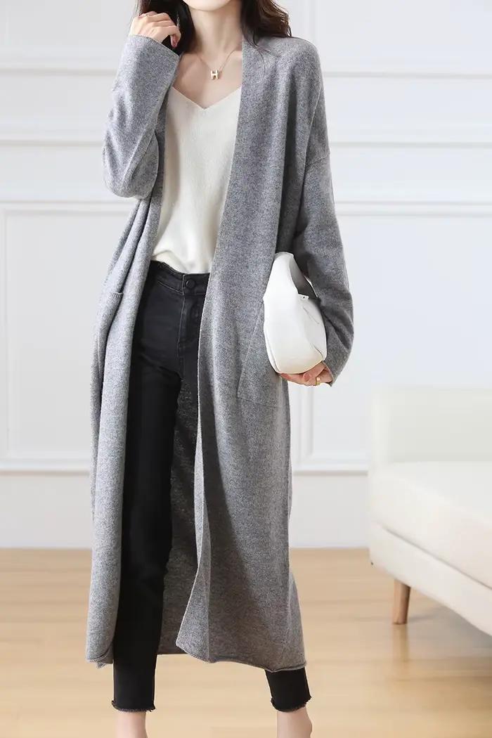 Cardigan en laine à col en V pour femme