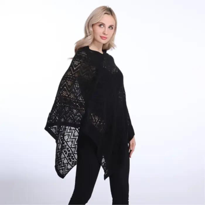 Livraison directe nouvelle mode femme Poncho mince pull femmes couleur unie rayure Cardigans grande taille