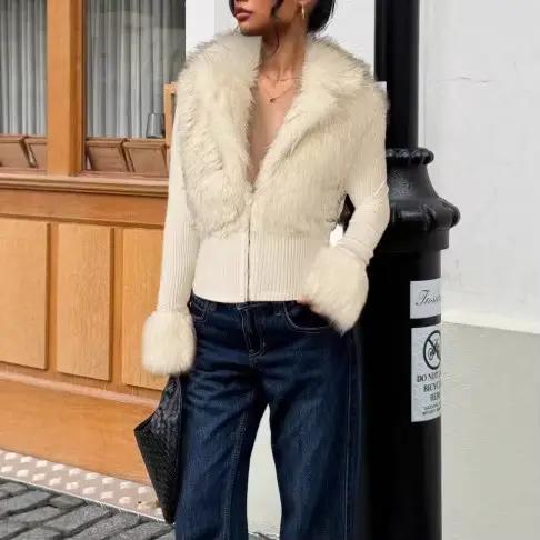 Cardigan épissé en peluche