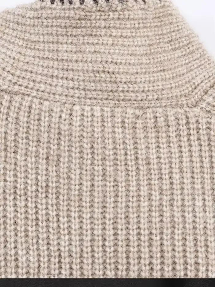 HH femmes hiver nouvelle mode polyvalent nœud décoré pull femme décontracté mince col montant à manches longues