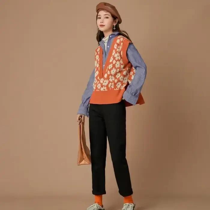 Gilet imprimé monochromatique pour femmes