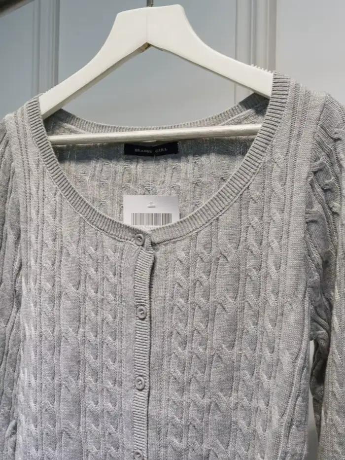 Cardigans Slim à fleurs torsadées grises pour femmes