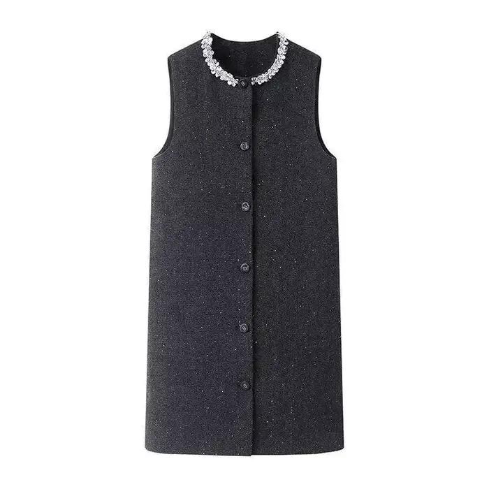 Gilet long en tweed pour femme
