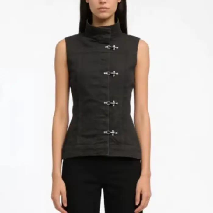 Gilet sans manches vintage chinois style rétro col montant boutonné en polyester pour femmes printemps été occaions spéciales