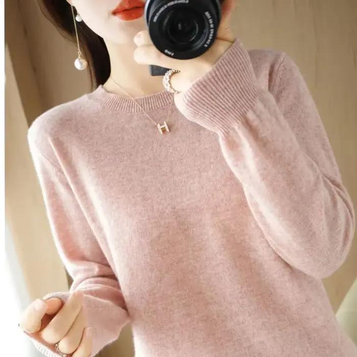 Femmes pull col rond automne hiver basique