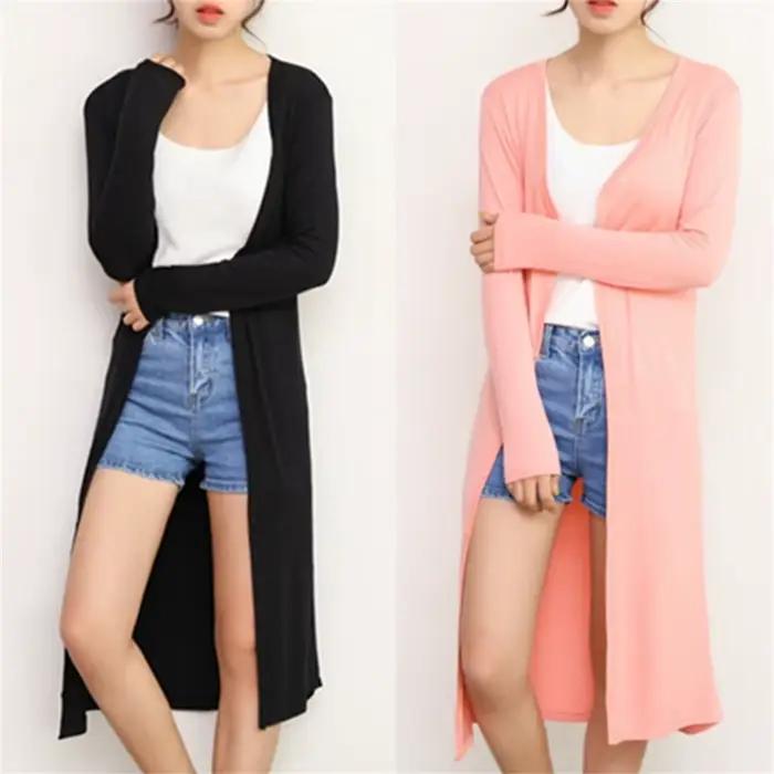Été automne 12 couleurs femmes Modal Long Cardigan femme coton pull Cardigans à manches longues