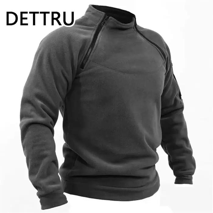 Veste tactique en polaire DETTRU pour homme, veste tactique automne hiver, pull chaud, fermeture éclair, manteau coupe-vent, sweat-shirt thermique de randonnée, occassions quotidiennes