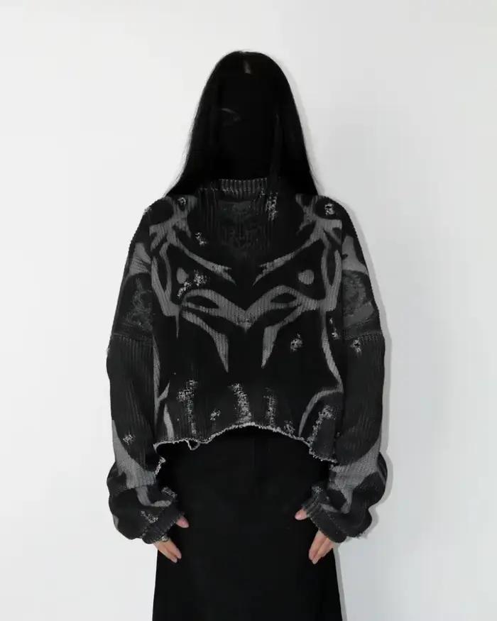 Pull BiggOrange Imprimé Gothique Noir Y2k Harajuku Punk Pour Hommes Occasions Quotidiennes Élégants Stylés