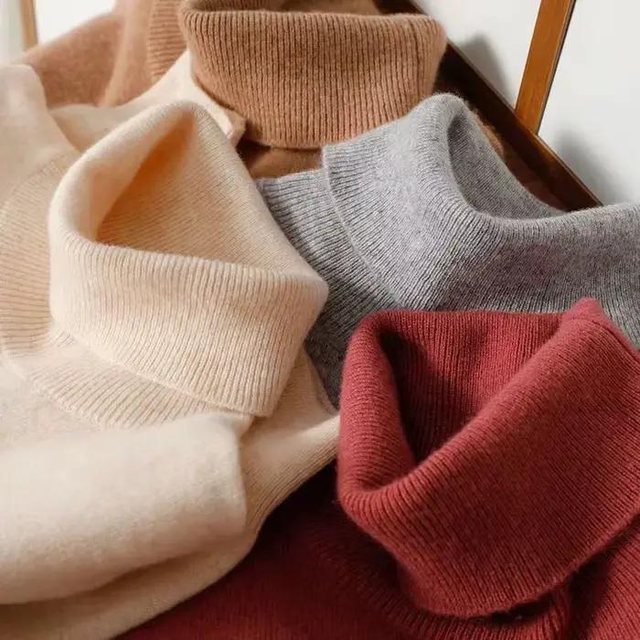 Pull à col haut en laine Pure mérinos pour femme