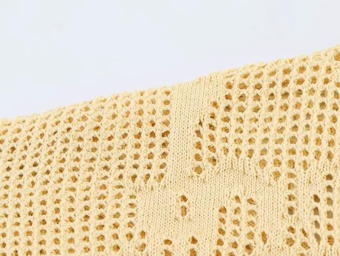 KONDALA Gilet Élégant en Maille Creuse pour Femme