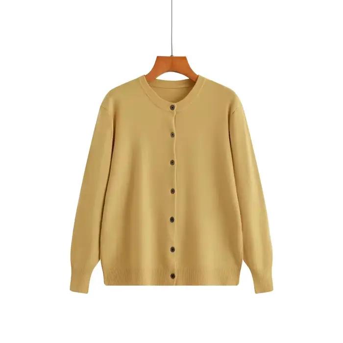 Cardigan tricoté à col rond pour femme