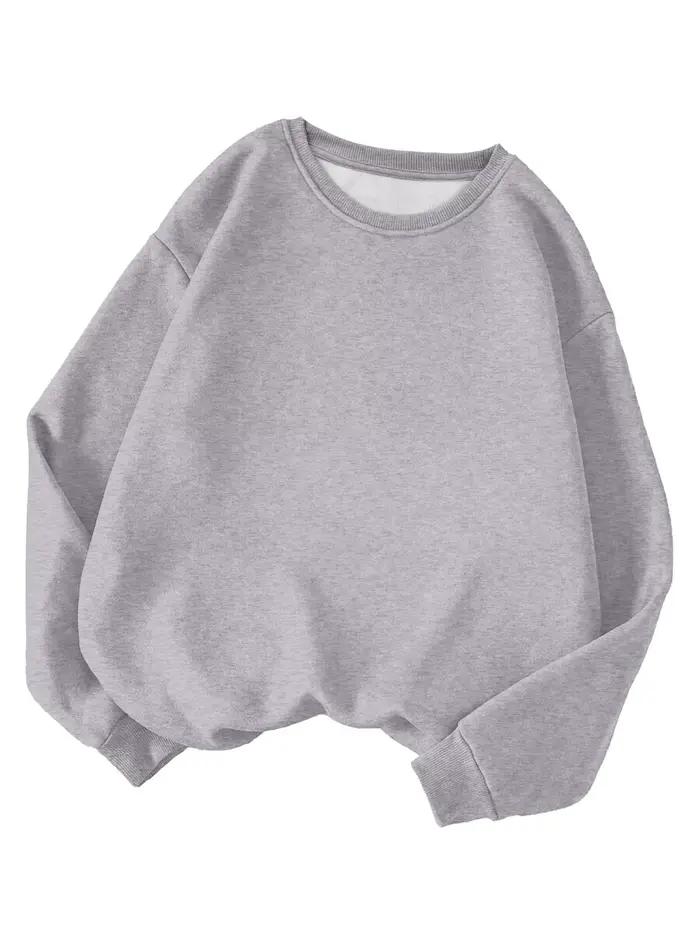 Sweat-shirt bleu clair surdimensionné pour femmes style décontracté hiver polyester coton confortable ajustement lâche