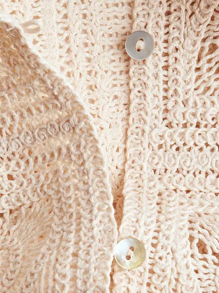 Tenue élégante en tricot ajouré pour femme, haut à revers à simple boutonnage, short taille haute, costume d'été pour les déplacements occassions spéciales
