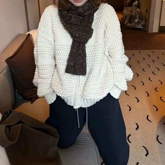 Veste pull tricotée rugueuse Vintage pour femme