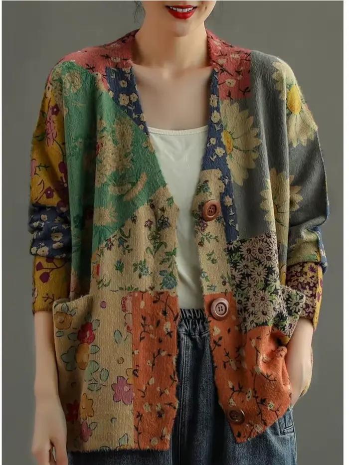 Pull décontracté à col en V pour femme