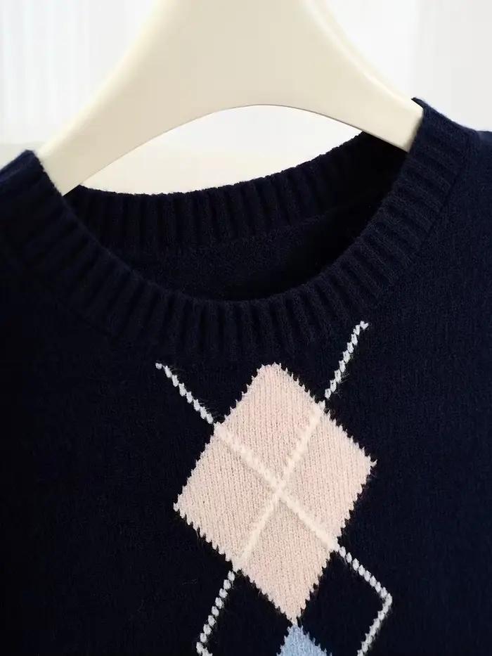 Pull en tricot à col rond pour femme